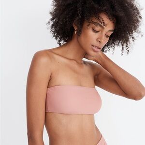 Madewell Second Wave Tube Pink Bikini Top New Size Large